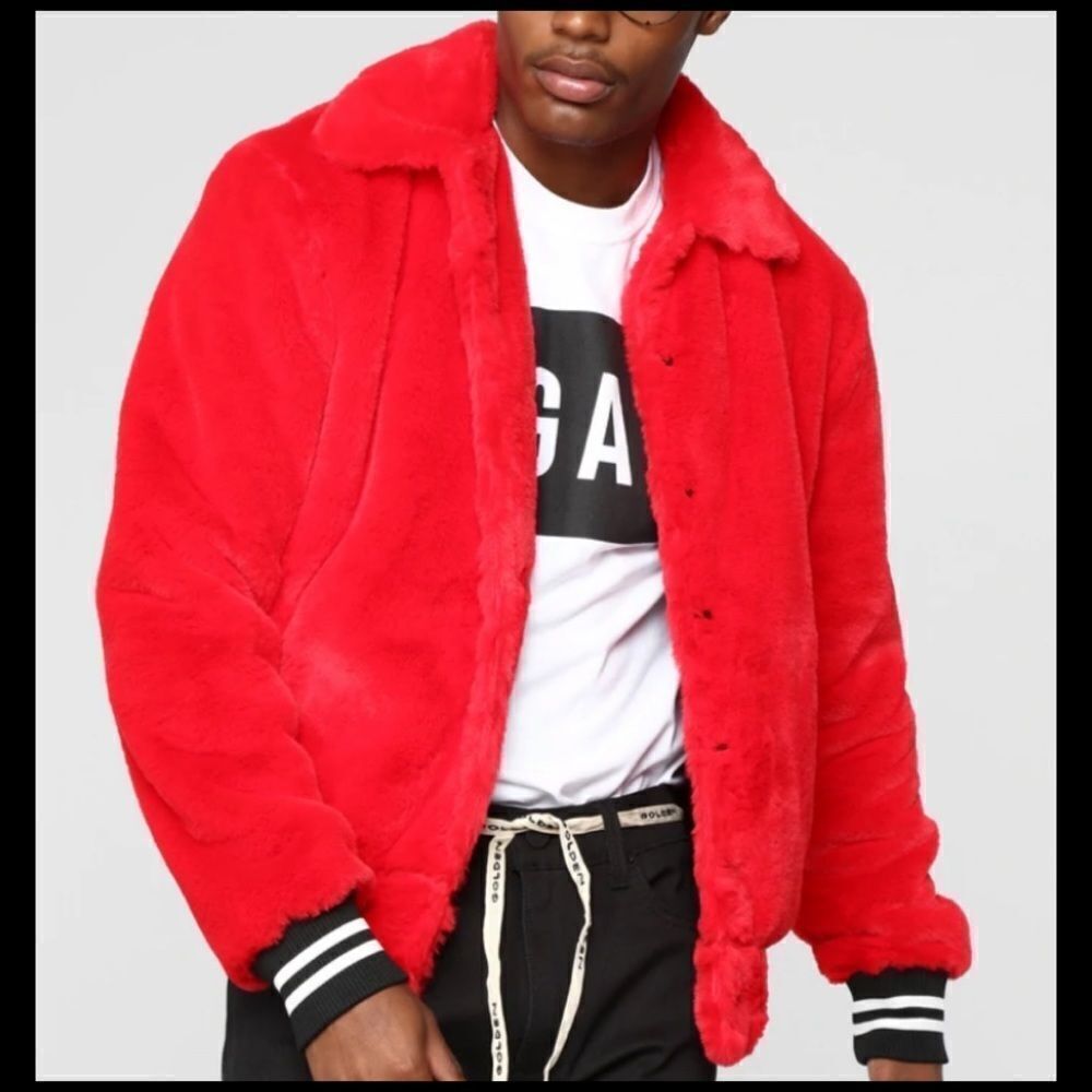 NWT! Fashion Nova Mens Fur Joe Varsity Jacket!